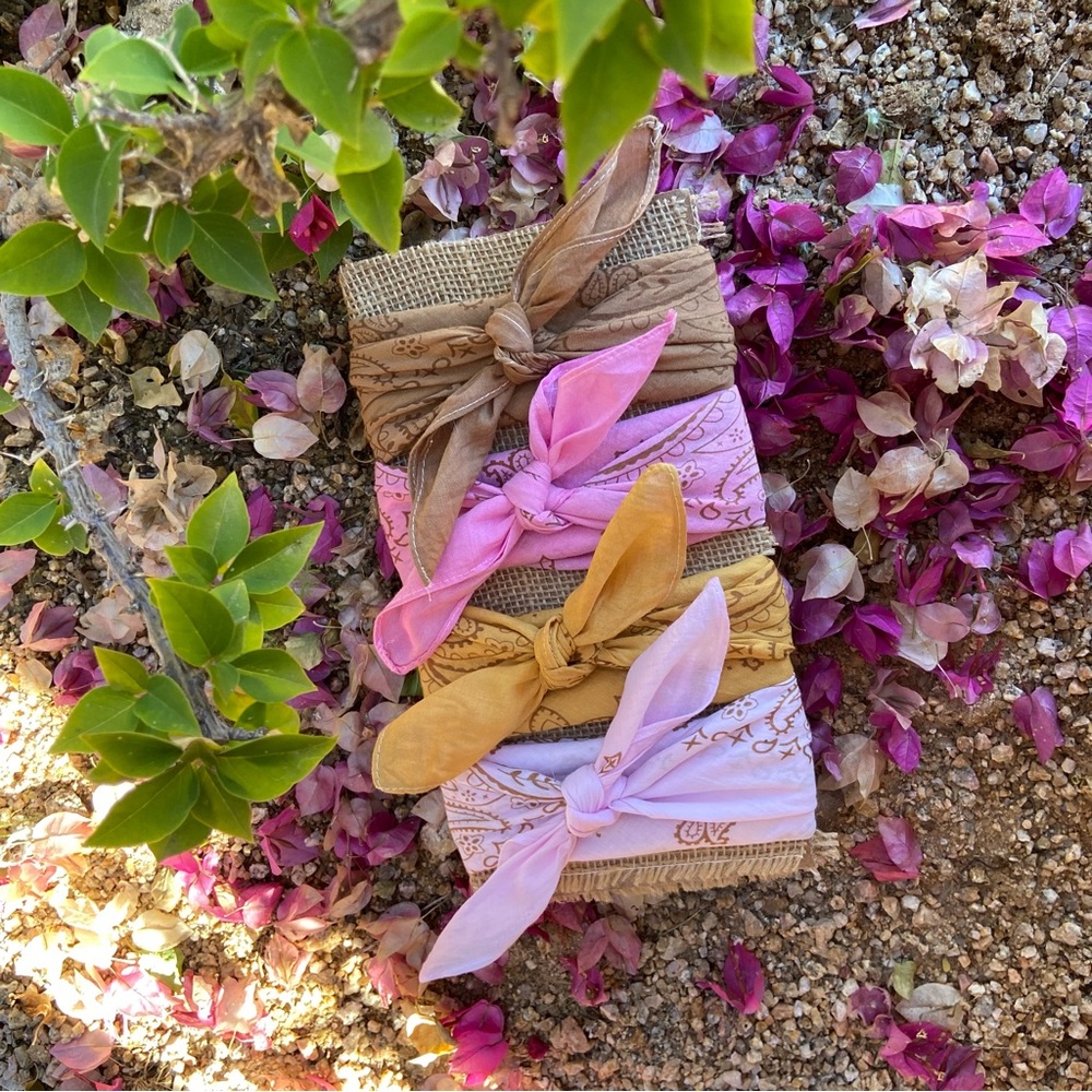 BANDANA Set Hand Dyed Sun Bleached "Rodeo Princess Collection" Set of 4 - Picture 10 of 13